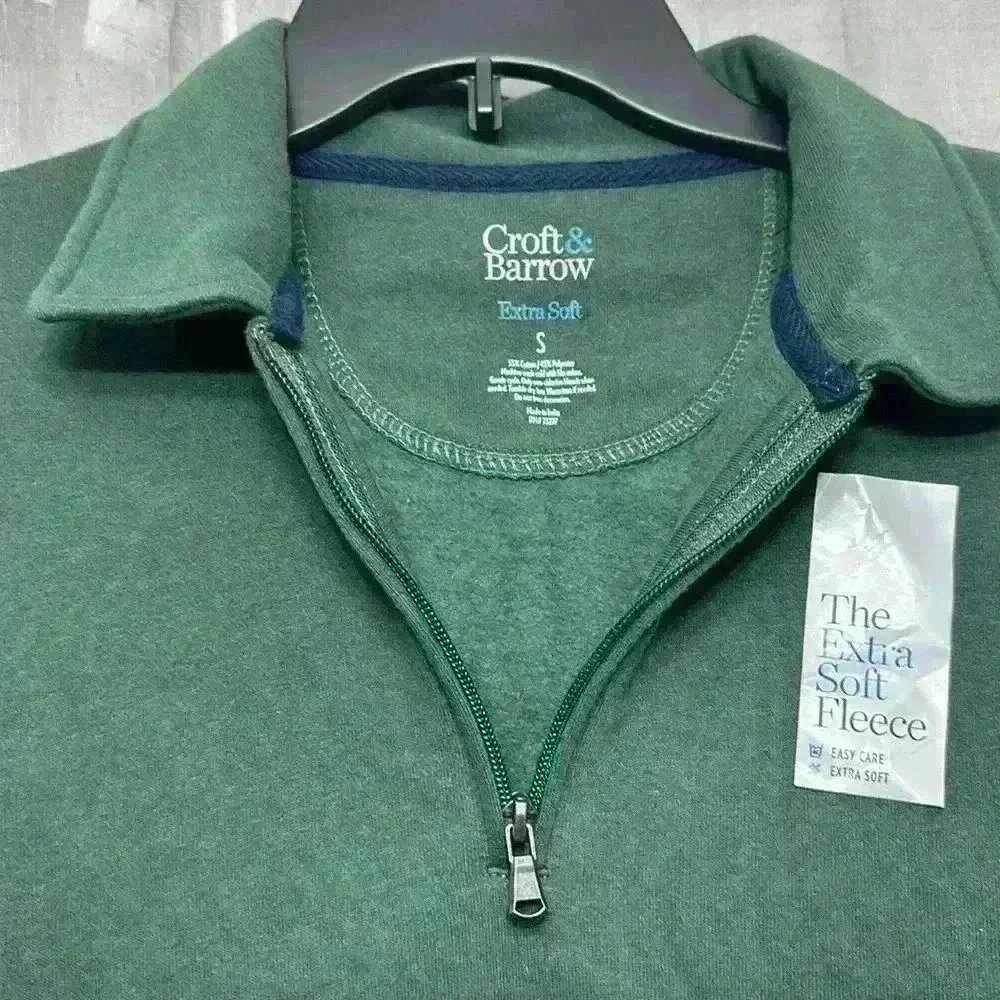 NWT Croft & Borrow 1/4 Zip Polo Long Sleeve Dk Green Small. item# W - Picture 4 of 5
